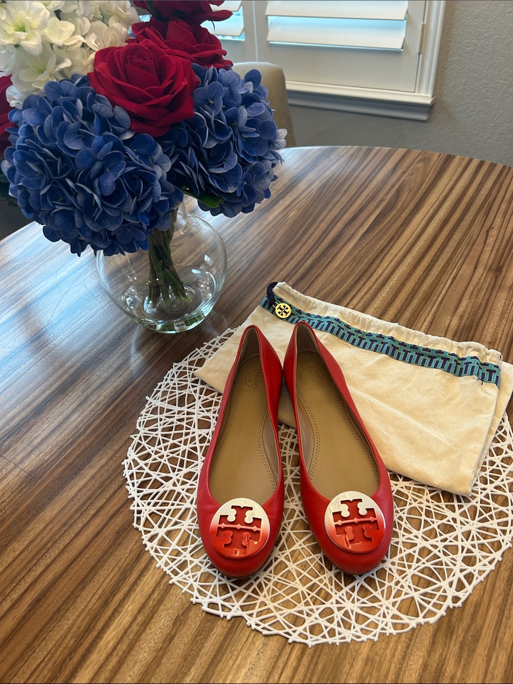 Tory Burch Red Logo Reece Ballet Flats